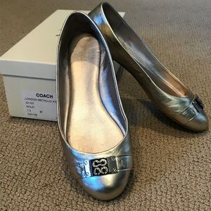 Coach Metallic Leather Gold Ballet Flats, 7.5M